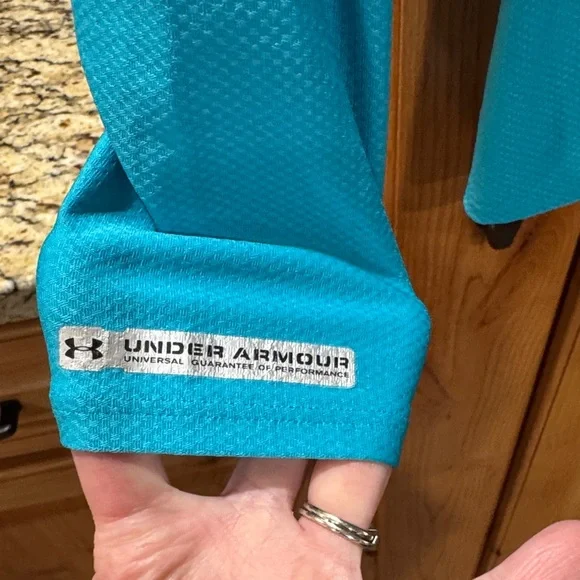 Under Armour HeatGear Fitted Long Sleeve Top Small Teal Thumbholes Athletic - Picture 4 of 5